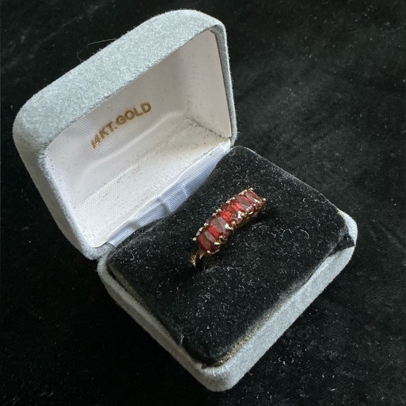 Garnet, gold-plated cocktail ring .925, size 10 - 10.5 - Picture 5 of 8